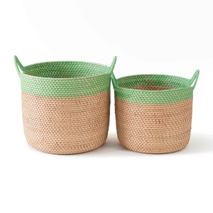 Handbraided storage <b>baskets</b> set of rattan <b>basket</b> for supermarket display & home organization - Product Image 1