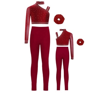Conjunto de Ropa de Baile de Salón Competitivo para Niñas de 6 a 16 Años, Top Corto con Diadema y Leggings, para Patinaje Artístico y Gimnasia - Product Image 4