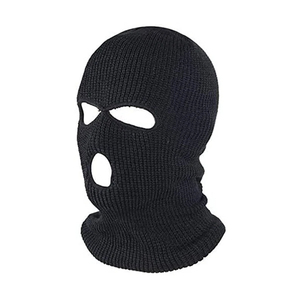 Pasamontañas Unisex Negro de Acrílico, Estilo Punk, con Capucha, Color Sólido, Deportivo, Vista Frontal y Trasera - Product Image 2