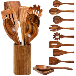 Cuillère en bois décorative classique moderne la plus vendue, outil de cuisine poli miroir, manche long, compatible lave-vaisselle, pour fêtes - Product Image 6