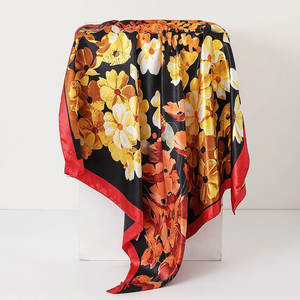 Foulard Carré de Luxe en Soie pour Femme, Châle, Écharpe, Bandana en Satin, Hijab, Imprimé Cachemire 90x90cm, Doux pour la Peau - Product Image 3