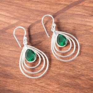 Emerald <b>Green</b> <b>Earrings</b> Sterling Silver Jewelry Dangle <b>Earrings</b> Women Jewelry Gift Fashion Elegant Handmade Accessories - Product Image 1