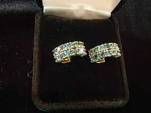 Moissanite <b>Stud</b> <b>Earrings</b> 925 Silver Lightweight Luxury <b>Blue</b> Gemstone Jewelry for Women Wedding Gift - Product Image 3