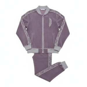 High Quality Men's <b>Velvet</b> Jogger Set Luxury <b>Tracksuit</b> Active Winter Jogging Printed Custom Embroidery Feather Design Side Pocket - Product Image 1