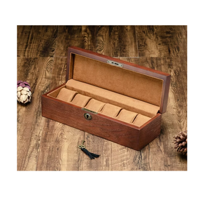 Caja de relojes de madera de diseño clásico hecha a medida con 4 ranuras para guardar relojes de lujo a precio de mayorista - Product Image 2