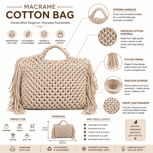 Bolsos de Macramé Hechos a Mano con Elegantes Diseños Anudados, Calidad Duradera y Funcionalidad Estilosa para el Día a Día - Product Image 6