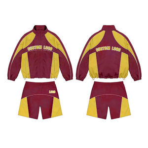 New Winter Casual Breathable Polyester/Cotton Windbreaker Short Set <b>Zip</b>-<b>Up</b> <b>Jacket</b> Tracksuit Reversible Plus Size Lightweight - Product Image 1