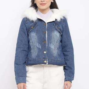 Women Designer Denim Jacket Fashion Streetwear Casual Oversized Blue Jean Coat With Custom Embroidery - Product Image 2