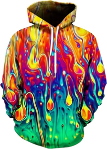 Sudadera con Capucha Tie Dye para Hombre, Corte Regular, Estilo Casual para Otoño, Diseño con Bolsillos, Tejido de Punto, Patrón Espiral en Naranja, Negro y Blanco - Product Image 3