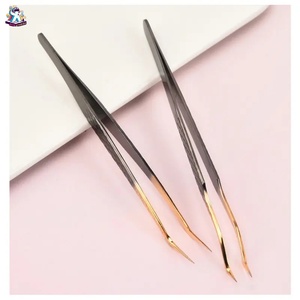 Ensemble de pinces à cils en acier inoxydable personnalisables Ryzer Studio, 1 pièce, pointe incurvée et pointue pour les extensions de cils et les outils de maquillage - Product Image 2
