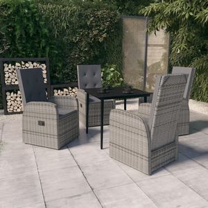 Set da Pranzo da Giardino in Rattan Grigio per 4 Persone, Resistente alle Intemperie, Design Contemporaneo - Product Image 1