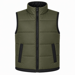 Custom Logo <b>Mens</b> Bubble Vest Stand Collar Full Zipper Two Tone Padded Outerwear <b>Jacket</b> Welt Pockets Custom Contrast Puffer Vest - Product Image 1