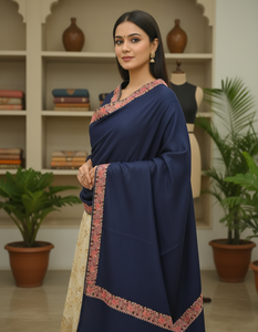 Long Winter Ladies Shawl Machine Needle Work Embroidery 4 Side Border Durable Lightweight Breathable Anti-Bacterial - Product Image 4