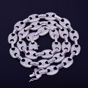 Cadena Cubana Iced Out de 20MM con Moissanita, Collar Hip Hop con Eslabones G, Chapado en Oro y Rodio, Personalizado para Fiesta de Compromiso Masculina - Product Image 3