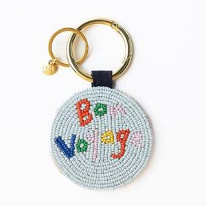 Decor Impex Simple Beaded Embroidery Keychains Seed Beads Bag Accessories Handmade Eco-Friendly Durable Lightweight Alphabet - Product Image 1