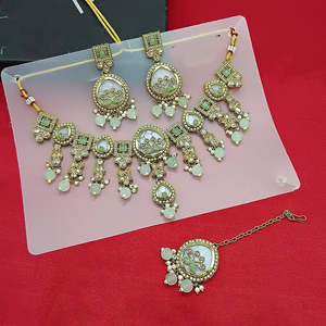 Gold Plated Fine Jewelry <b>Set</b> with Crystal Stone and <b>Beads</b> 10573979 Necklace - Product Image 1