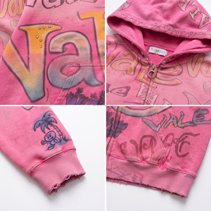 เสื้อฮู้ดดี้ผู้ชายพิมพ์ลายปักโลโก้ตามสั่ง แบรนด์ Vale ทรงโอเวอร์ไซส์ ซิปหน้า สไตล์สตรีทแวร์ ผ้าฝ้ายฟลีซ ทรงปกติ ใส่ได้ในฤดูหนาว - Product Image 5