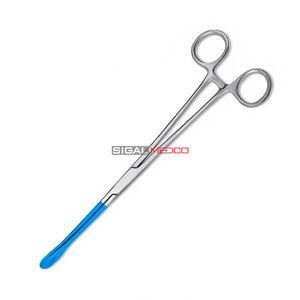 Pinzas de Esponja Premium con Recubrimiento Azul de 9.5 Pulgadas, Rectas, Instrumento Quirúrgico Ginecológico Manual, Acero Inoxidable Alemán, Certificado CE - Product Image 4