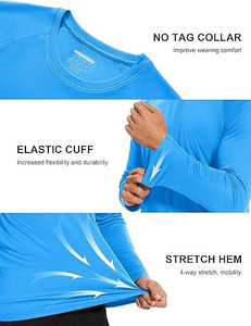 Camisa de Pesca Unisex de Manga Larga con Protección Solar UPF 50+, Secado Rápido, Transpirable, en Color Salmón Azul, Spandex y Poliéster - Product Image 5
