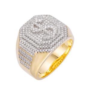 Luxury 925 Sterling Silver Moissanite Diamond Men's <b>Ring</b> with Bold Geometric Cocktail <b>Ring</b> with <b>Crystal</b> Look - Product Image 2