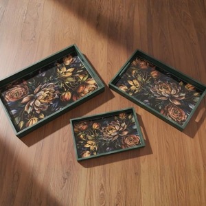 Wooden serving tray premium handcrafted design smooth polished surface ideal for serving breakfast snacks - Product Image 1