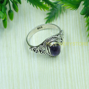 Anillo Hecho a Mano de Plata de Ley 925 con Gema de Amatista Natural, Estilo Boho Vintage, Piedra Púrpura Ovalada, Joyería para Mujer, Anillo de Moda, Venta al por Mayor - Product Image 6