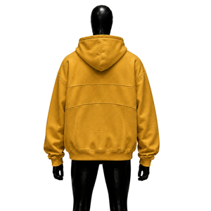Sweat à capuche oversize jaune moutarde PREMIUM pour homme – Style streetwear moderne, coupe confortable, en molleton, couleur unie, avec poches, coupe régulière - Product Image 2