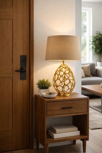 Lámpara de Mesa Moderna Dorada, Lámpara de Mesa Decorativa, Lámpara de Diseño, Lámpara de Mesa Contemporánea, Lámpara de Mesa de Acento - Product Image 5