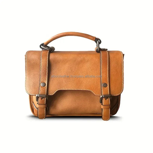 ALBORZ Unisex Slim Cross Body Buffalo Genuine Vintage Leather Messenger Bag Custom Logo Durable Flap Lightweight Portable 2-2.9L - Product Image 4