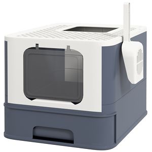 White XL Smart <b>Cat</b> Litter <b>Box</b> with Easy Clean Front Entry Top Exit for Large <b>Cats</b>-Plastic Material - Product Image 1