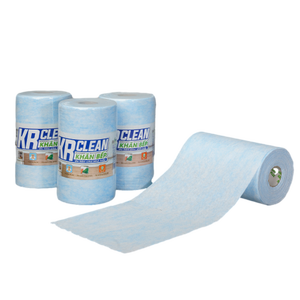 กระดาษเช็ดครัว KR CLEAN แบบใช้แล้วทิ้ง 2 ชั้น ผลิตจากเยื่อไม้บริสุทธิ์ พับเดี่ยว ซึมซับดี สีฟ้า สำหรับใช้ในครัวเรือนและร้านอาหาร - Product Image 1