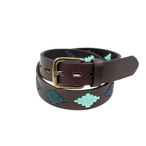 Handmade Premium Leather Polo Belt Traditional Hand-Stitched Pampa Diamond Embroidered Belt Luxury Equestrian Style Casual Wear - Product Image 1