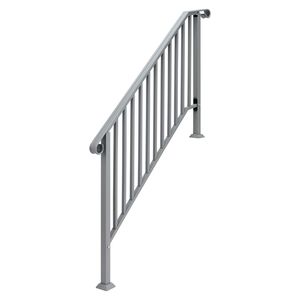 Main courantes en fer argenté pour escaliers extérieurs, main courante transitionnelle à 4 marches avec kit d'installation, dispositifs d'aide à la mobilité - Product Image 3