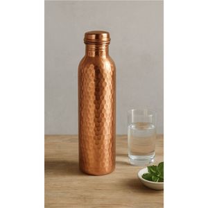 100% Pure Copper Water <b>Bottle</b> Hammered Finish Leak Proof Ayurvedic Health Benefit Copper Vessel Sports Yoga Gym <b>Flask</b> 1000ml - Product Image 2