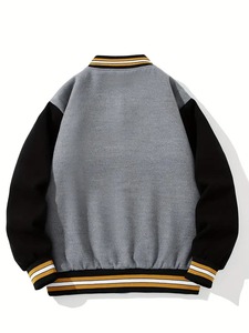 Chaqueta Varsity de Béisbol para Hombre al por Mayor, sin Marca, Chaqueta Bomber de Forro Polar Personalizada OEM - Product Image 5