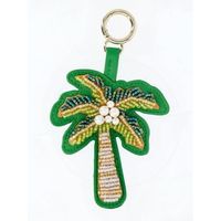 Porte-clés de luxe brodé de perles, élégant, style ethnique, avec perles de rocaille et motif brodé