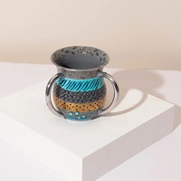 Nouvel Arrivage Tasse de Lavage Netilat Yadayim Personnalisée et Élégante Pompgrean Shabbat pour la Maison Juive en Aluminium Moulé Émaillé 12 CM