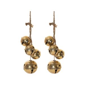 Campanas Colgantes Rústicas de Latón, Adornos Hechos a Mano para Árbol de Navidad, Juego de Campanas Redondas con Diseño de Estrella, Acabado Dorado - Product Image 1