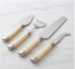 Juego de 4 Cuchillos para Queso con Hoja de Acero Inoxidable, Mango de Crema, Espátula, Tenedor y Rebanador, Herramientas para Queso para Uso en Cocina - Product Image 3