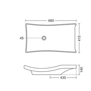 680x415x140mm glossy white rectangular wall hung ceramic wash basin floating semi pedestal modern - Product Image 6