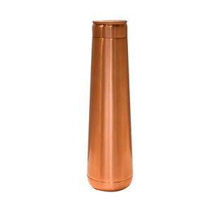 Smooth Satin Copper <b>Water</b> <b>Bottle</b> Minimalist Tapered Jointless Pure Copper Vessel with <b>Flat</b> Cap - Product Image 1