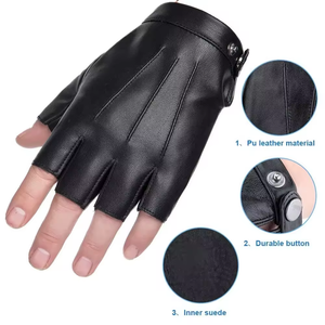 Guantes de Medio Dedo de Cuero Genuino para Hombre, Antideslizantes, para Ciclismo al Aire Libre y Conducción de Motocicleta - Product Image 4