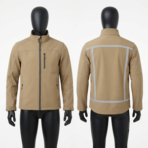 Veste de travail softshell en toile 100 % coton respirante de 220 grammes, kaki, à capuche, imperméable, antibactérienne, personnalisable sur le devant - Product Image 1