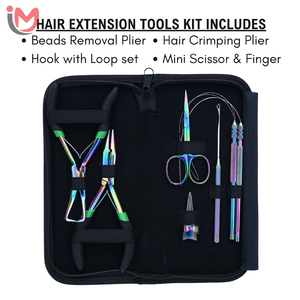 Kit de Herramientas para Extensiones de Cabello: Alicates de Crimpado, Gancho de Extracción, Herramienta de Enhebrado, Mini Tijeras, Herramienta para Separar Dedos, para Salón - Product Image 5