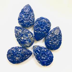 <b>Lapis</b> <b>Lazuli</b> Pear Shape Carved Gemstone <b>Ring</b> Pendant Jewelry Making Natural Crystal Engraved Charm Wholesale Bulk Loose Stone - Product Image 3