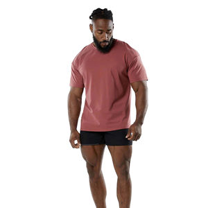 T-shirt Homme Luxe Surdimensionné 100% Coton Lourd Col Rond Personnalisé Anti-boulochage Tissu Tricoté en Bambou de Haute Qualité Coupe Classique - Product Image 1