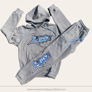 Ensemble survêtement et sweat à capuche délavé à l'acide, personnalisé, 100% coton éponge, survêtement oversize pour homme, pantalon de survêtement évasé et sweat à capuche - Product Image 5