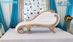 Chaise de mariage italienne en cuir, causeuse pour marié, canapé doré et argenté, vente en gros - Product Image 5