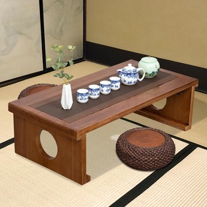 Aqdus Saleem Handcrafted Solid Teak Wood Round Japanese Platform <b>Table</b> | Wholesale Minimalist Design - Product Image 1