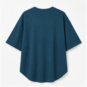Custom Petrol Blue Cotton Modal Deep Curved Hem <b>Mens</b> Oversized Short Sleeve T-Shirt MTS-OVR-0012 - Product Image 2